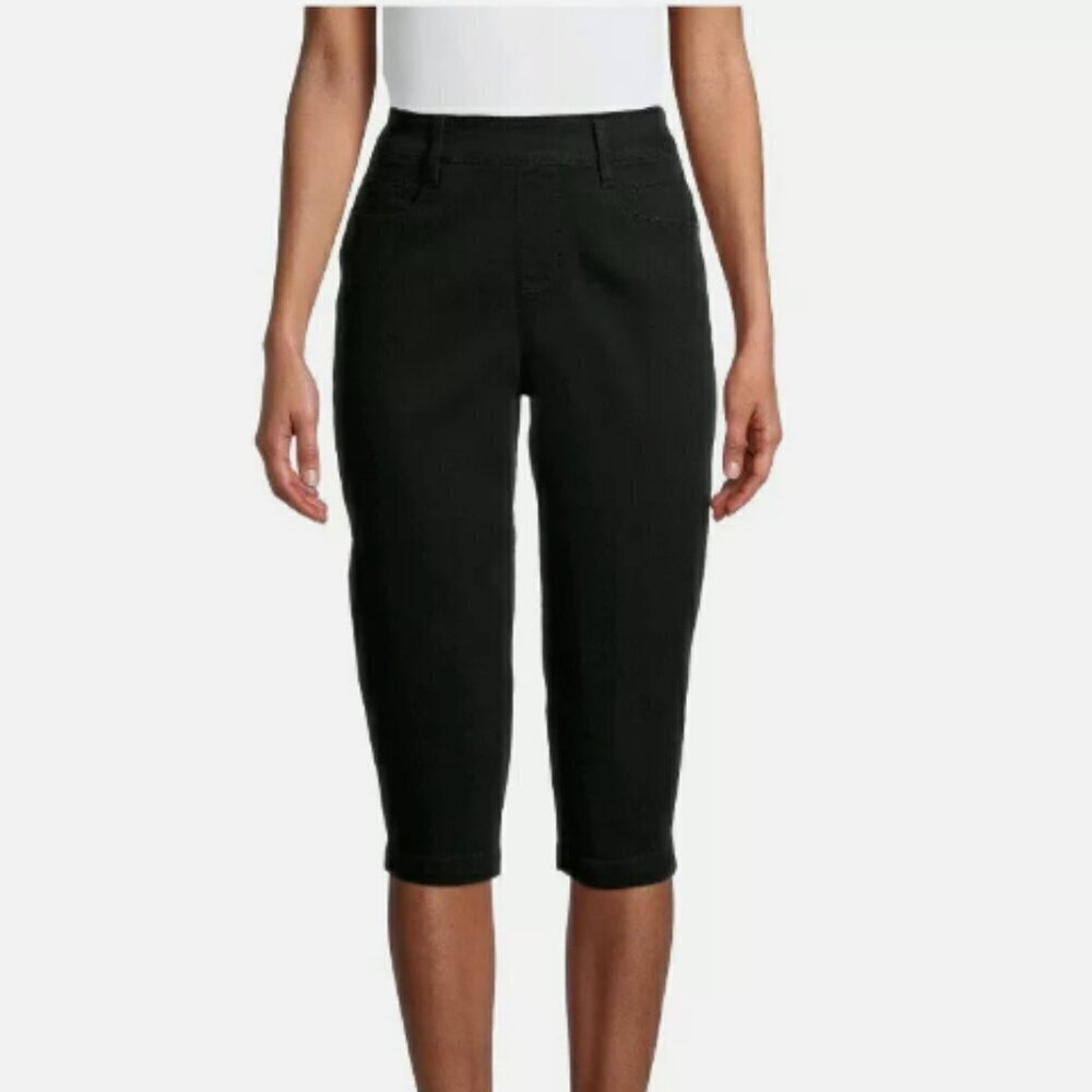 Time And Tru Black Pull On Cropped Capris S (4-6)